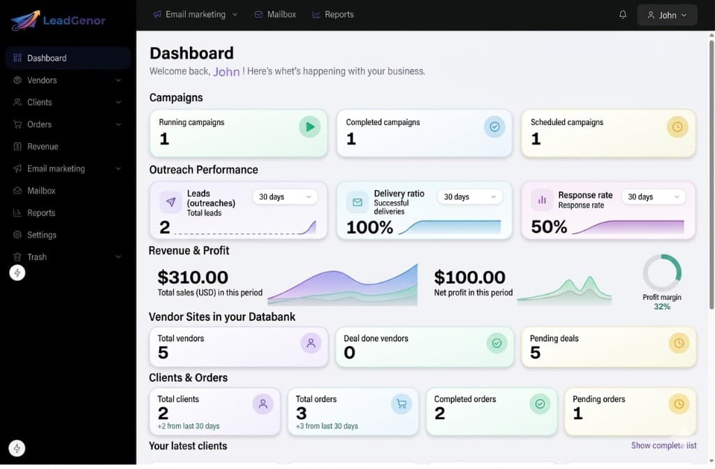 LeadGenor dashboard preview